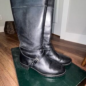 Lauren Ralph Lauren Black Calf High Boots with Buckle